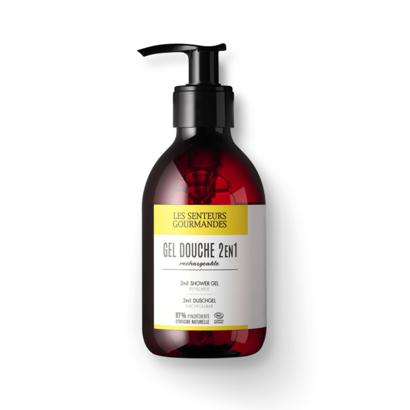 Découvrez notre Gel Douche Rechargeable 2/2: coco, amande, monoï, ylang-ylang et vanille. Nettoyage délicat, parfum solaire.