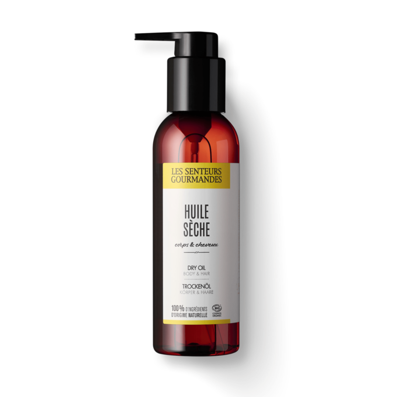Découvrez notre Huile Sèche Parfumée : Enrichie en huile de jojoba, elle nourrit et embellit peau et cheveux toute l'année.