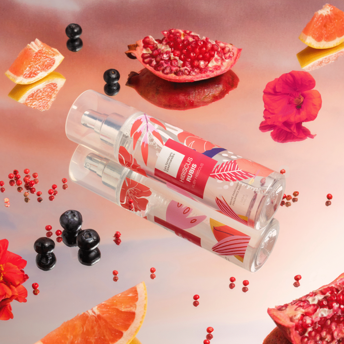 Hibiscus Rubis Alcohol-Free Fragrance Mist — Ruby Orchid and Floral Notes by Les Senteurs Gourmandes.