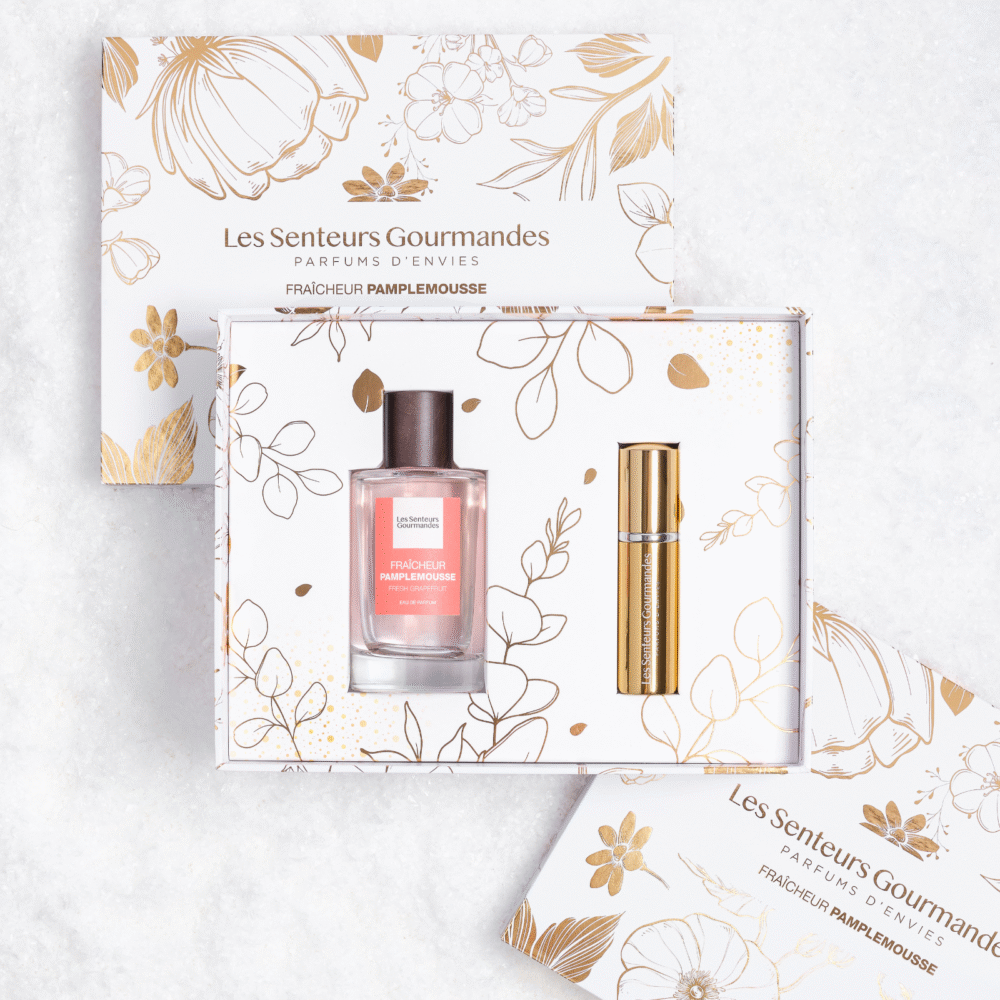 Découvrez notre eau de parfum FRAÎCHEUR PAMPLEMOUSSE composée de 91% d'ingrédients d’origine naturelle