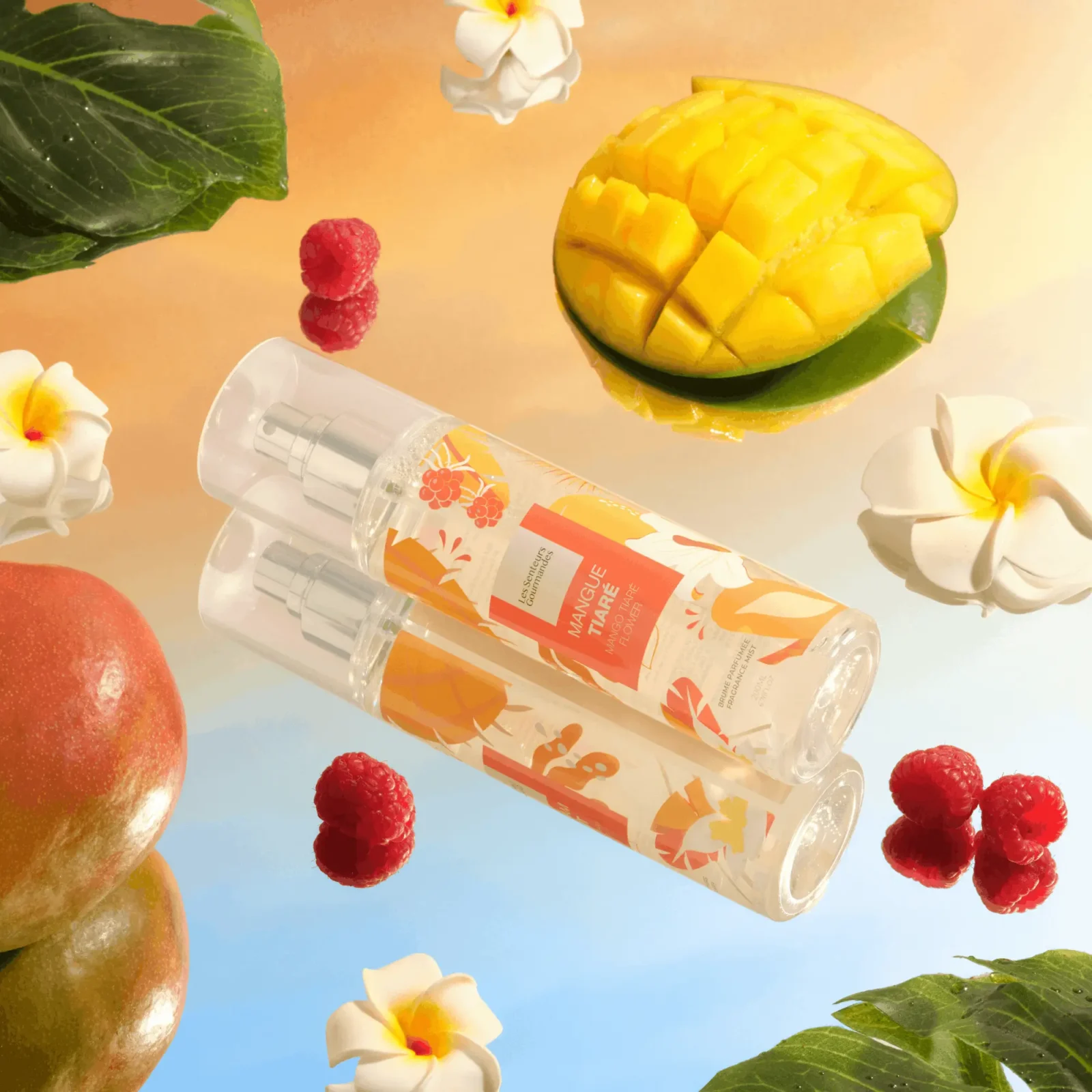 Brume parfumée Mangue Tiaré aux notes fruitées et exotiques de mangue, pastèque et tiaré