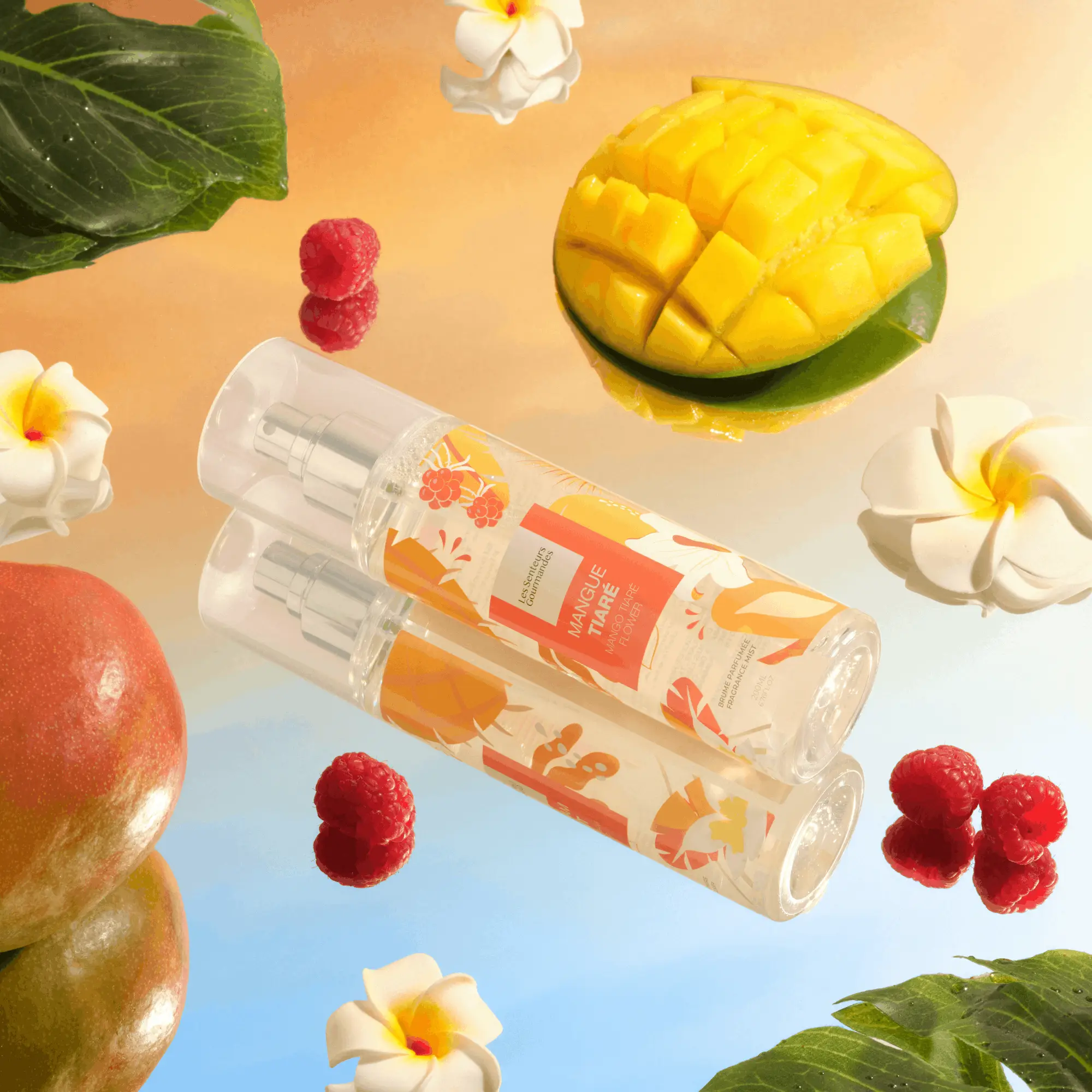 Brume parfumée Mangue Tiaré aux notes fruitées et exotiques de mangue, pastèque et tiaré
